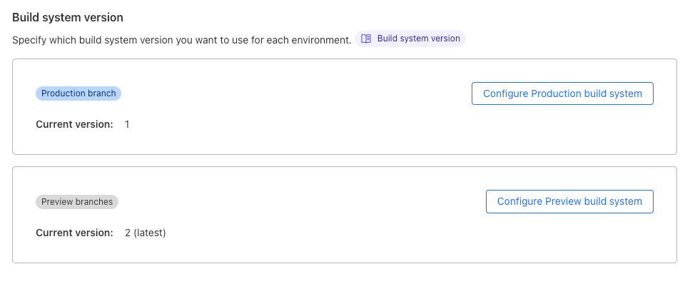 Build System Versionが1のままだった